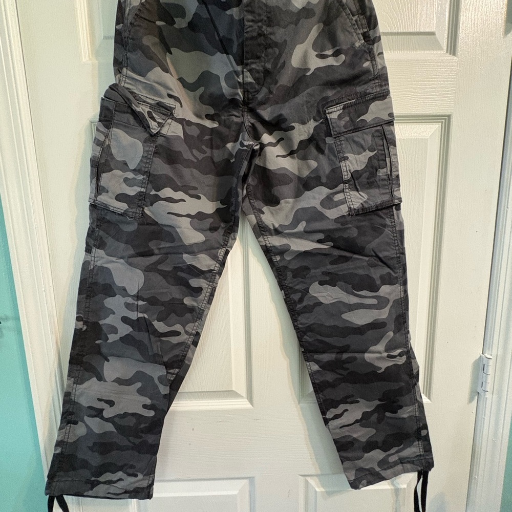 George Black and Gray Camouflage Cargo Pants